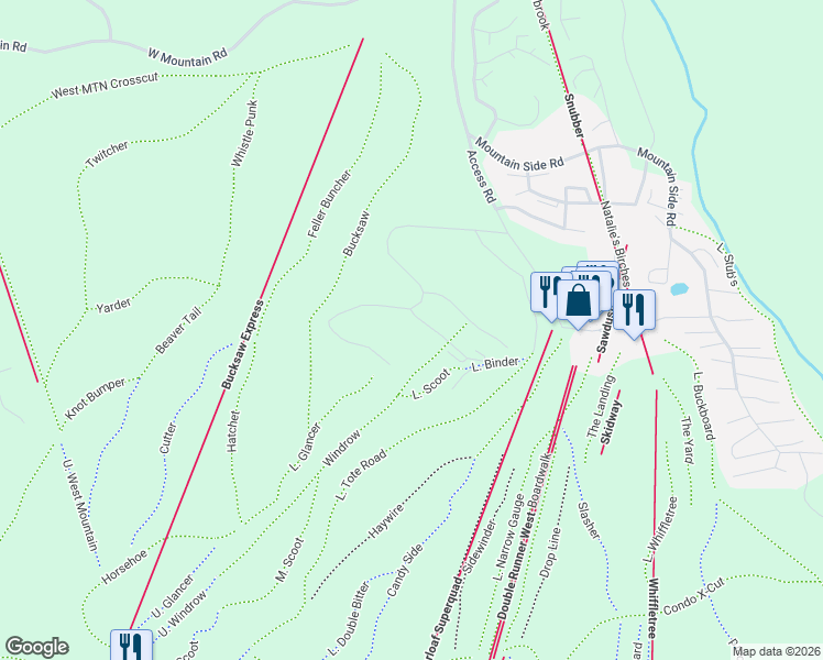 map of restaurants, bars, coffee shops, grocery stores, and more near 7021 Hardwood Ridge Road in Carrabassett Valley