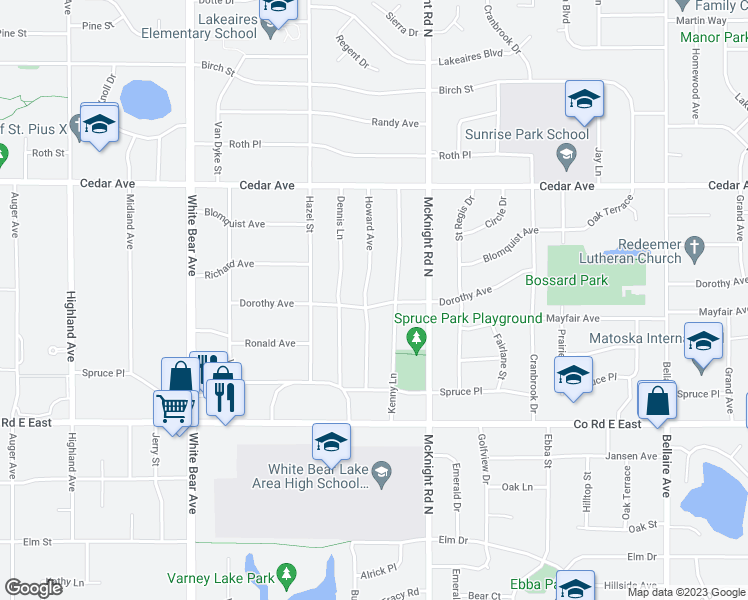map of restaurants, bars, coffee shops, grocery stores, and more near 3722 Howard Avenue in Saint Paul