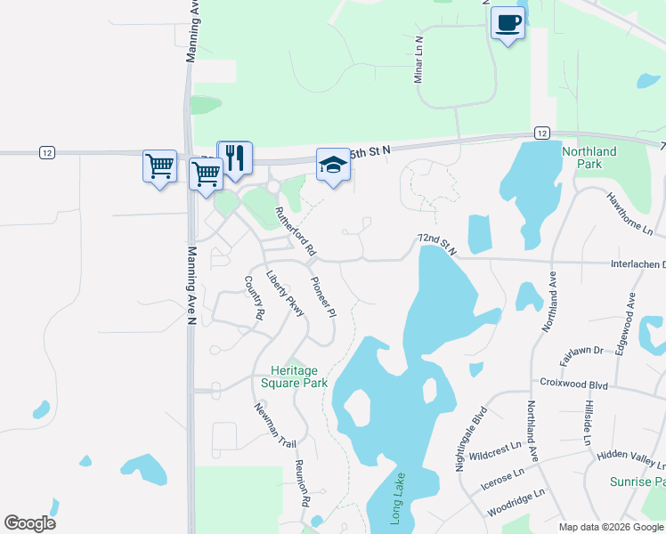 map of restaurants, bars, coffee shops, grocery stores, and more near 224 Rutherford Road in Stillwater