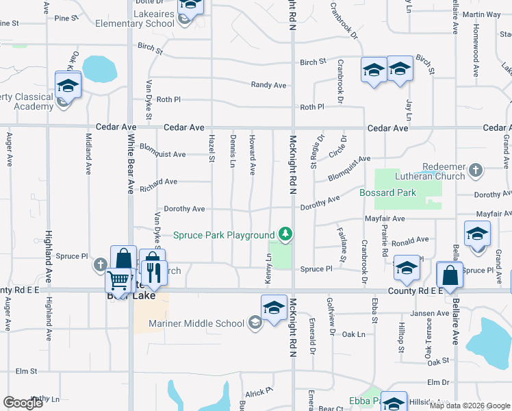 map of restaurants, bars, coffee shops, grocery stores, and more near 3722 Howard Avenue in Saint Paul