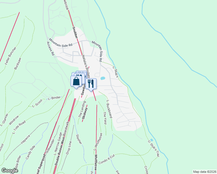 map of restaurants, bars, coffee shops, grocery stores, and more near 2783 Adams Mountain Road in Carrabassett Valley