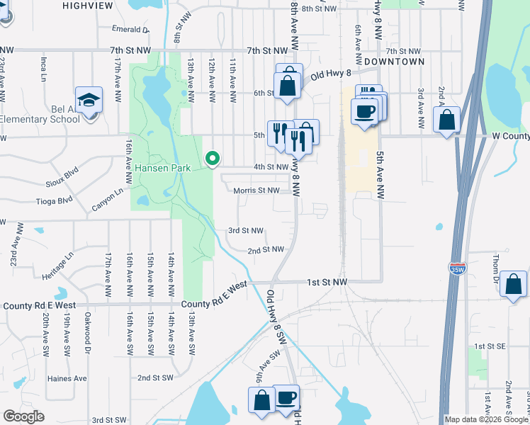 map of restaurants, bars, coffee shops, grocery stores, and more near 833 White Oak Court in Saint Paul