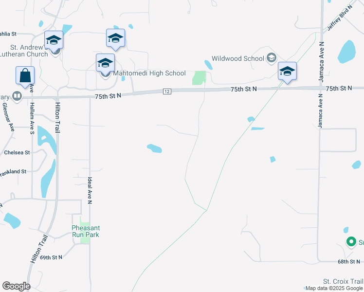 map of restaurants, bars, coffee shops, grocery stores, and more near 8255 75th Street North in Stillwater