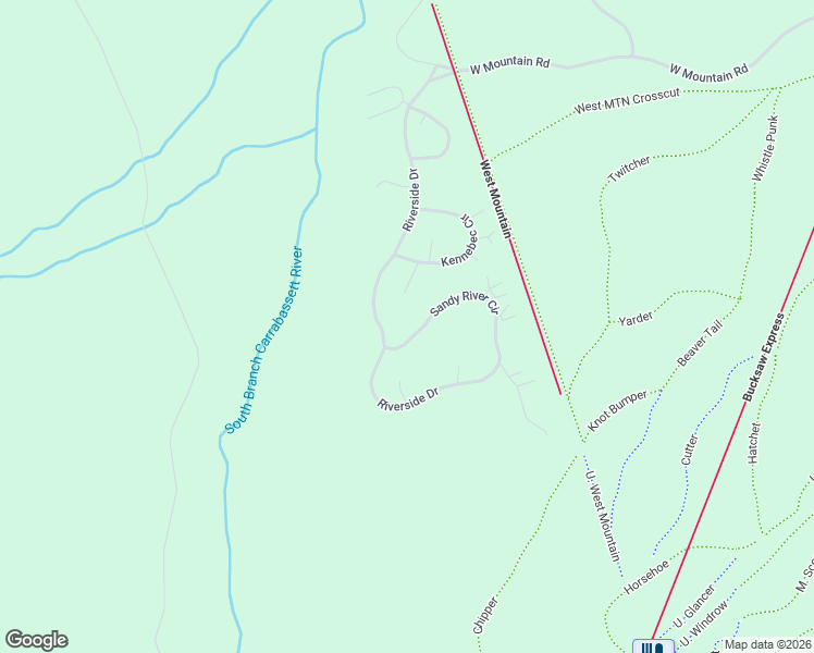 map of restaurants, bars, coffee shops, grocery stores, and more near 6006 Sandy River Circle in Carrabassett Valley