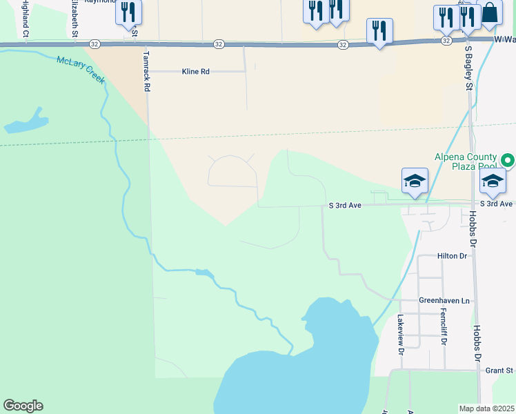 map of restaurants, bars, coffee shops, grocery stores, and more near 3659 South 3rd Avenue in Alpena