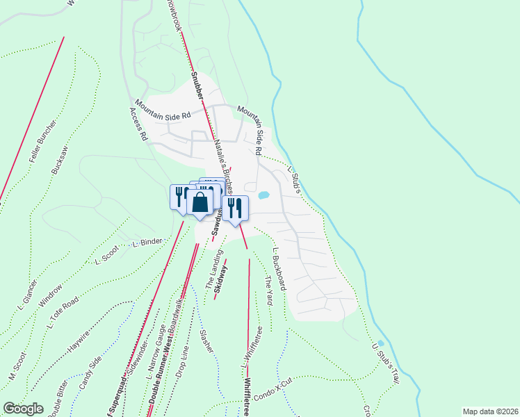 map of restaurants, bars, coffee shops, grocery stores, and more near 2783 Adams Mountain Road in Carrabassett Valley