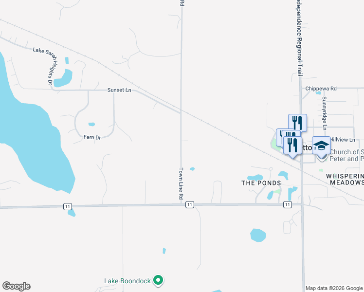 map of restaurants, bars, coffee shops, grocery stores, and more near 4225 Town Line Road in Loretto