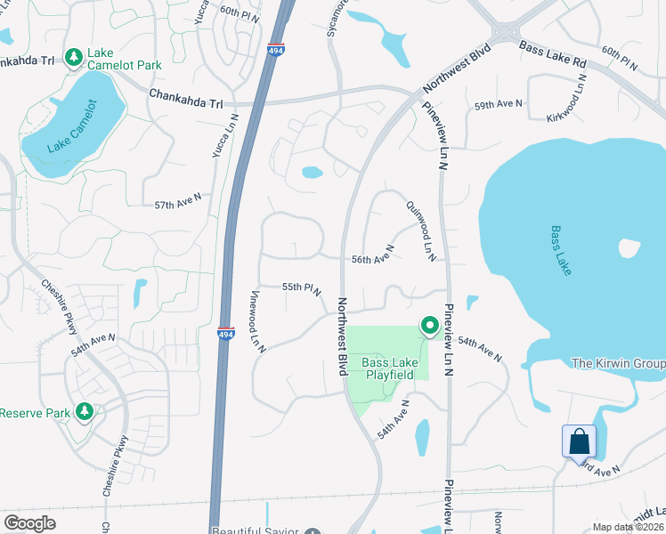 map of restaurants, bars, coffee shops, grocery stores, and more near 13110 56th Avenue North in Minneapolis