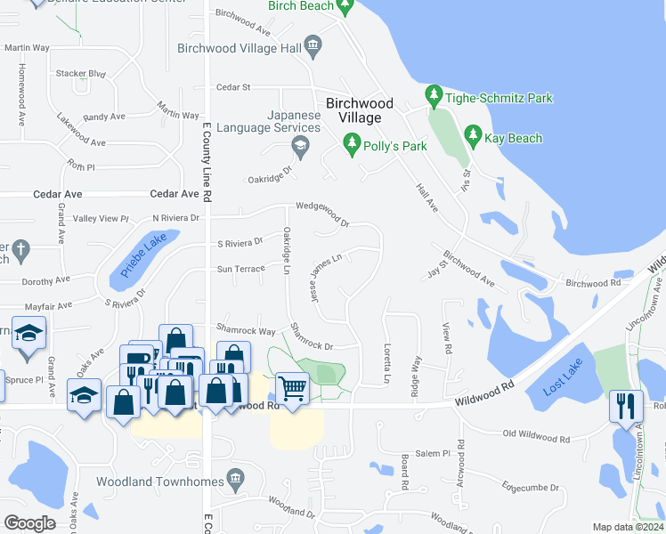 map of restaurants, bars, coffee shops, grocery stores, and more near 369 Jesse James Lane in Saint Paul