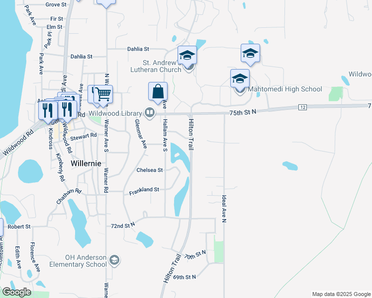 map of restaurants, bars, coffee shops, grocery stores, and more near 240 Hallam Avenue South in Saint Paul