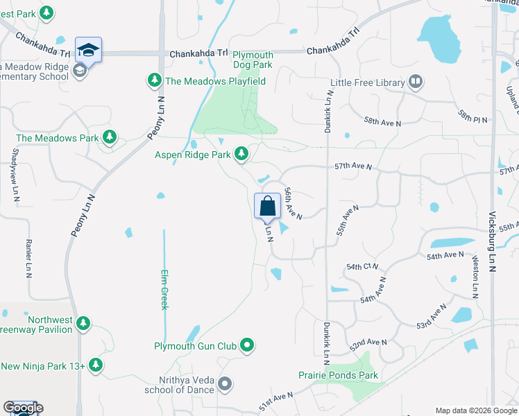 map of restaurants, bars, coffee shops, grocery stores, and more near 5565 Garland Lane in Plymouth
