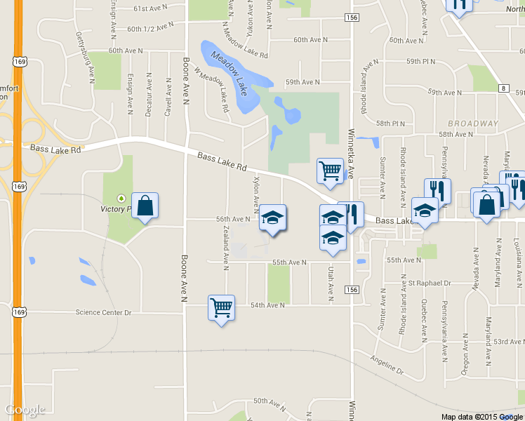 map of restaurants, bars, coffee shops, grocery stores, and more near 5619 Wisconsin Avenue North in Minneapolis