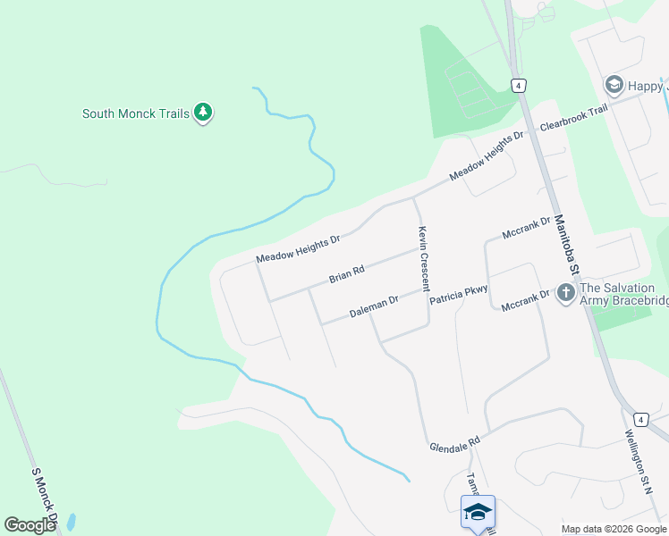 map of restaurants, bars, coffee shops, grocery stores, and more near 20 Brian Road in Bracebridge