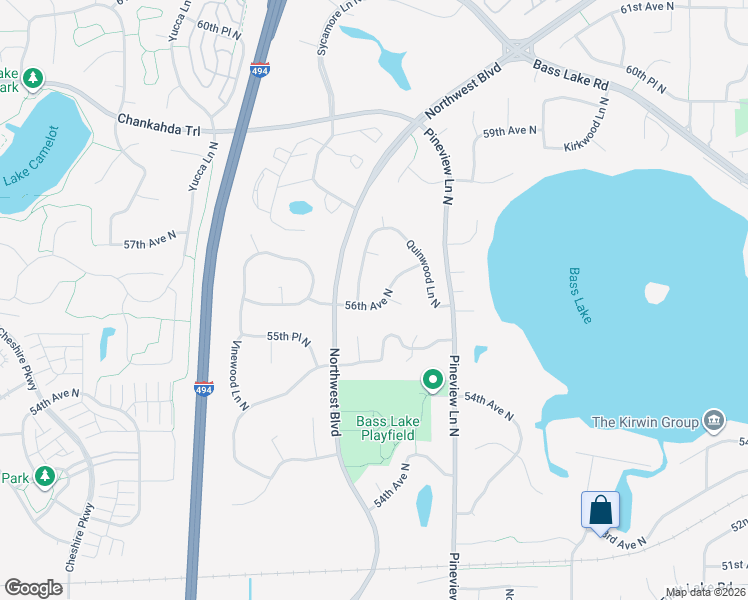 map of restaurants, bars, coffee shops, grocery stores, and more near 12920 56th Avenue North in Minneapolis