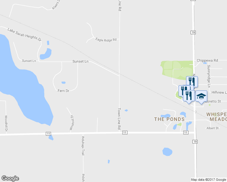 map of restaurants, bars, coffee shops, grocery stores, and more near 4225 Town Line Road in Loretto