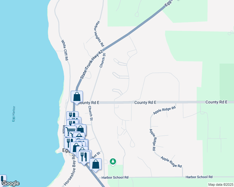 map of restaurants, bars, coffee shops, grocery stores, and more near 4579 Winged Foot Court in Egg Harbor