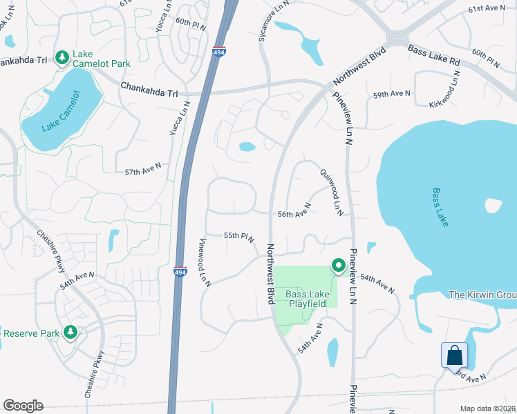 map of restaurants, bars, coffee shops, grocery stores, and more near 13110 56th Avenue North in Minneapolis