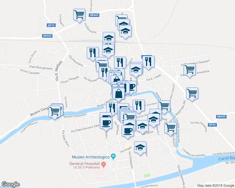 map of restaurants, bars, coffee shops, grocery stores, and more near in Adria