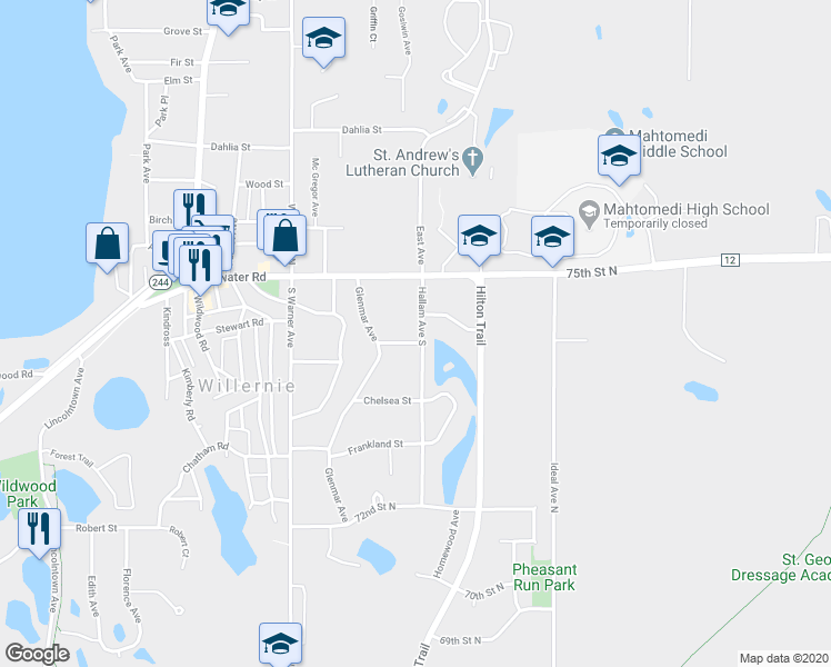 map of restaurants, bars, coffee shops, grocery stores, and more near 159 Hallam Avenue South in Saint Paul