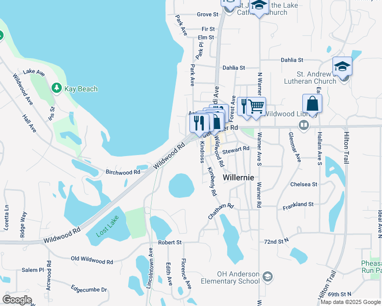 map of restaurants, bars, coffee shops, grocery stores, and more near 70 Mahtomedi Avenue in Mahtomedi