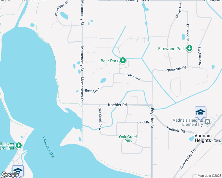 map of restaurants, bars, coffee shops, grocery stores, and more near 428 Bear Avenue South in Vadnais Heights