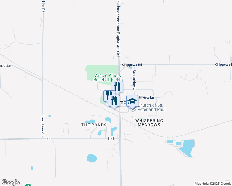 map of restaurants, bars, coffee shops, grocery stores, and more near 345 Lorenz Street in Loretto