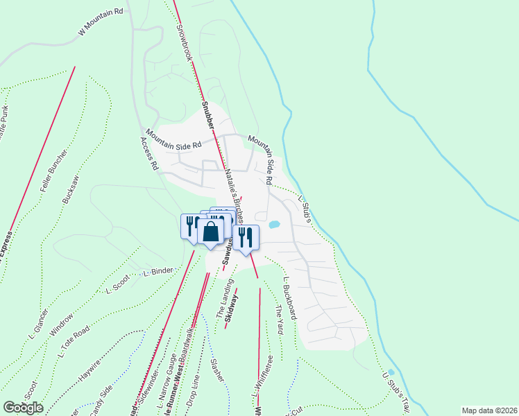 map of restaurants, bars, coffee shops, grocery stores, and more near 2071 Hamlet Circle in Carrabassett Valley