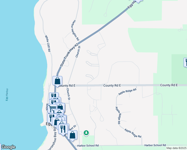 map of restaurants, bars, coffee shops, grocery stores, and more near 4579 Winged Foot Court in Egg Harbor