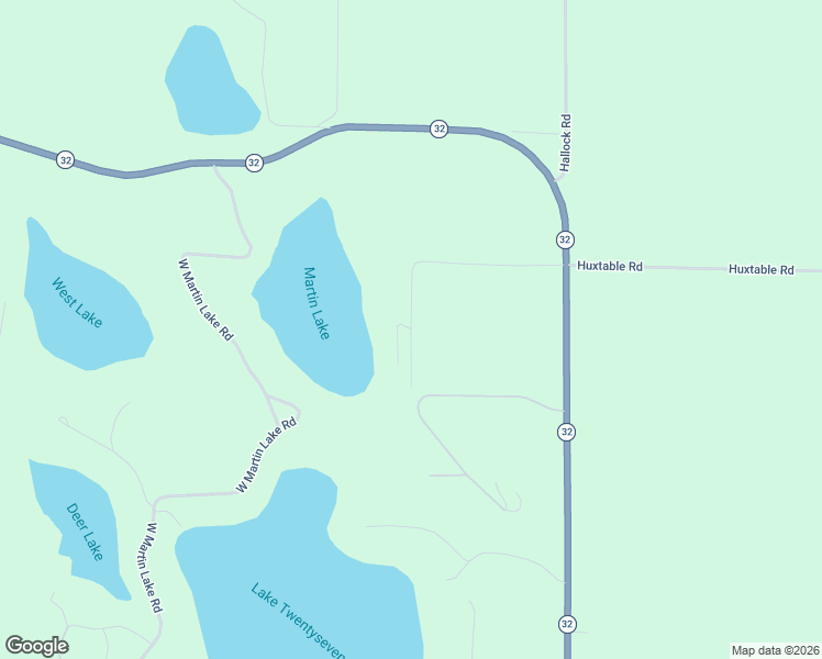 map of restaurants, bars, coffee shops, grocery stores, and more near E East Martin Lake Dr in Gaylord