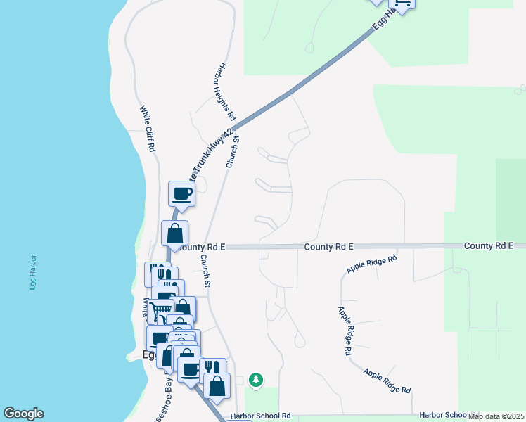 map of restaurants, bars, coffee shops, grocery stores, and more near 4579 Winged Foot Court in Egg Harbor