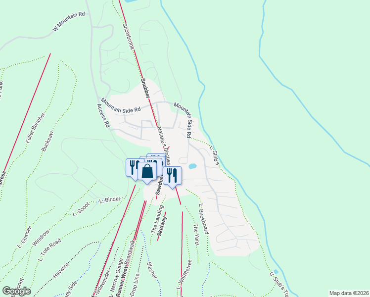 map of restaurants, bars, coffee shops, grocery stores, and more near 2071 Hamlet Circle in Carrabassett Valley