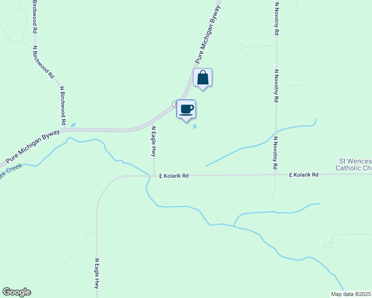 map of restaurants, bars, coffee shops, grocery stores, and more near 5900-5960 North Manitou Trail in Leland