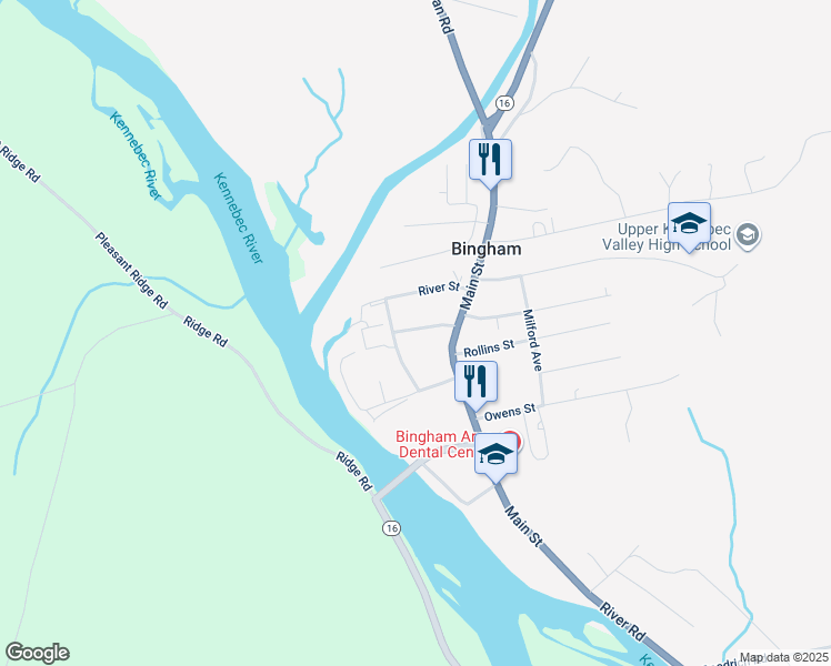 map of restaurants, bars, coffee shops, grocery stores, and more near 20 Dinsmore Street in Bingham