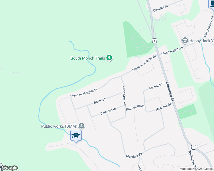 map of restaurants, bars, coffee shops, grocery stores, and more near 46 Meadow Heights Drive in Bracebridge