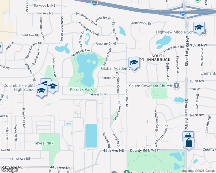 map of restaurants, bars, coffee shops, grocery stores, and more near 2139 Highland Place in Columbia Heights