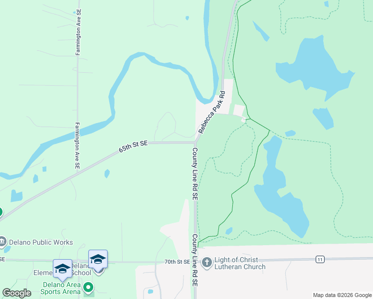 map of restaurants, bars, coffee shops, grocery stores, and more near 6531 County Line Road Southeast in Delano