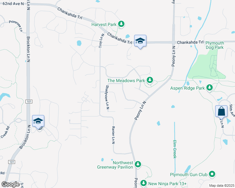 map of restaurants, bars, coffee shops, grocery stores, and more near 18168 56th Place North in Plymouth