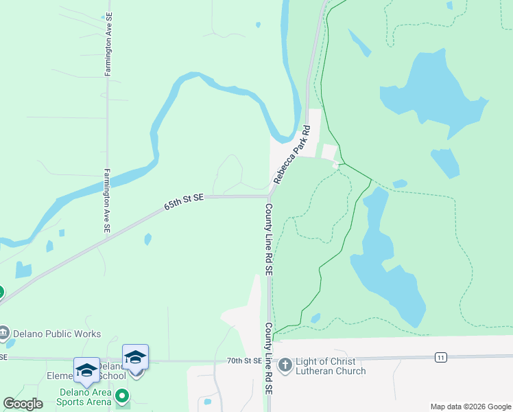 map of restaurants, bars, coffee shops, grocery stores, and more near 6531 County Line Road Southeast in Delano