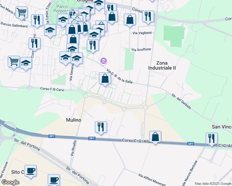 map of restaurants, bars, coffee shops, grocery stores, and more near 31 Via Bongiovanni in Grugliasco
