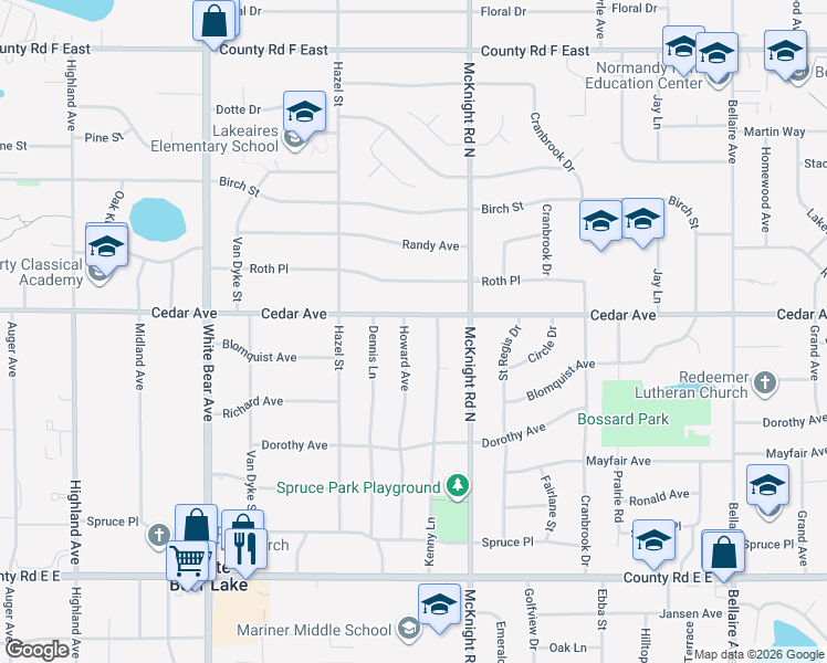 map of restaurants, bars, coffee shops, grocery stores, and more near 3822 Howard Avenue in Saint Paul
