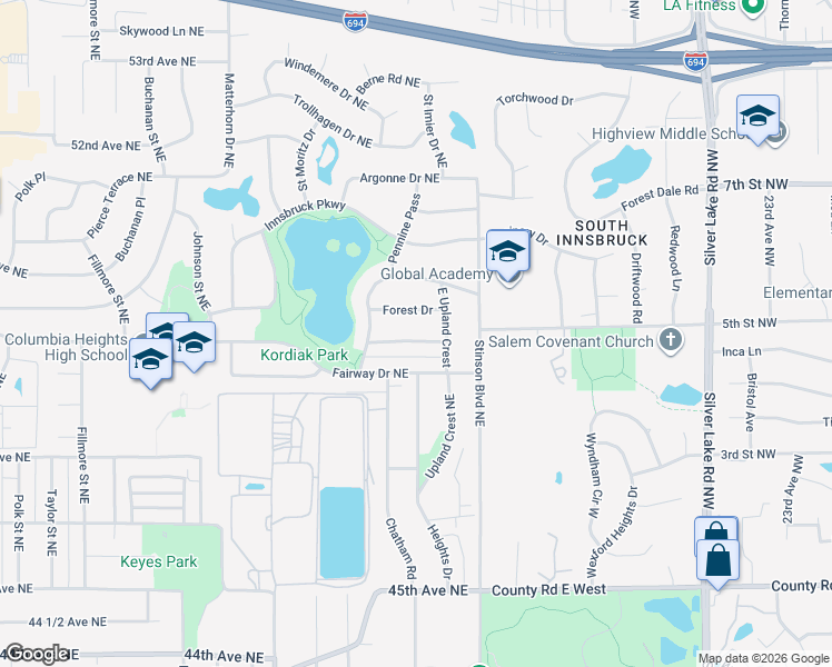 map of restaurants, bars, coffee shops, grocery stores, and more near 2139 Highland Place in Columbia Heights