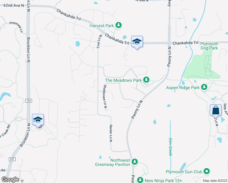 map of restaurants, bars, coffee shops, grocery stores, and more near 18168 56th Place North in Plymouth