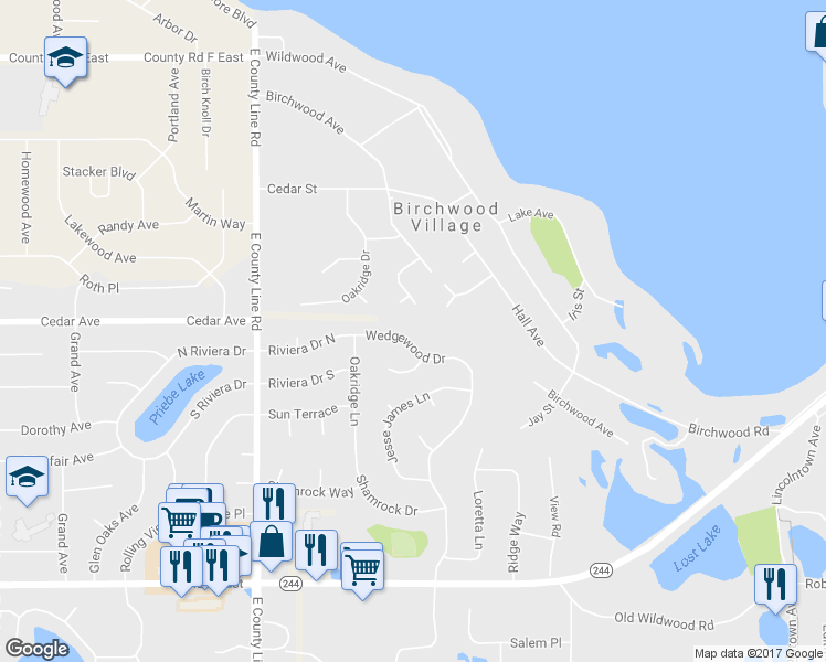 map of restaurants, bars, coffee shops, grocery stores, and more near 522 Wedgewood Drive in Saint Paul