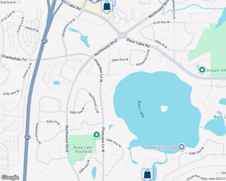 map of restaurants, bars, coffee shops, grocery stores, and more near 5740 Oakview Lane North in Plymouth
