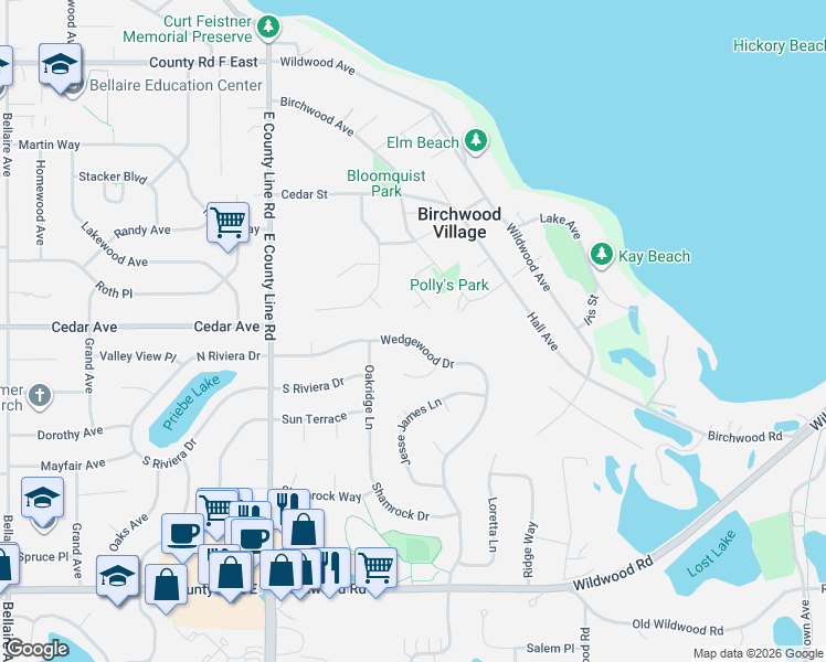 map of restaurants, bars, coffee shops, grocery stores, and more near 522 Wedgewood Drive in Saint Paul