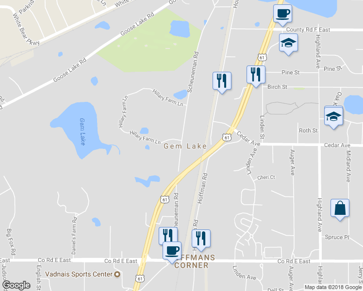 map of restaurants, bars, coffee shops, grocery stores, and more near 3864 Scheuneman Road in Saint Paul