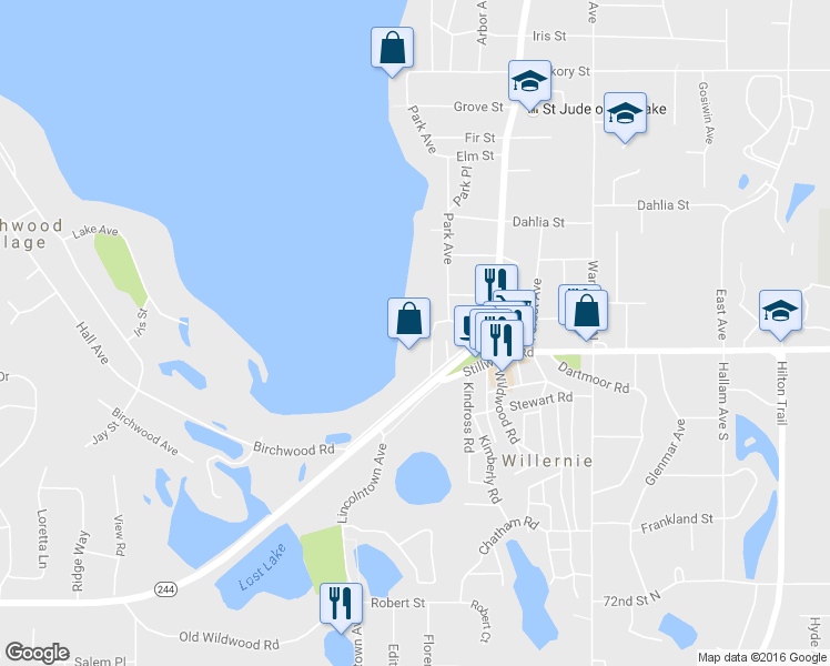 map of restaurants, bars, coffee shops, grocery stores, and more near 92 Wildwood Beach Road in Saint Paul