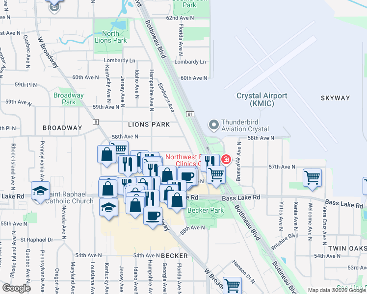 map of restaurants, bars, coffee shops, grocery stores, and more near 6507 Cloverdale Avenue in Minneapolis