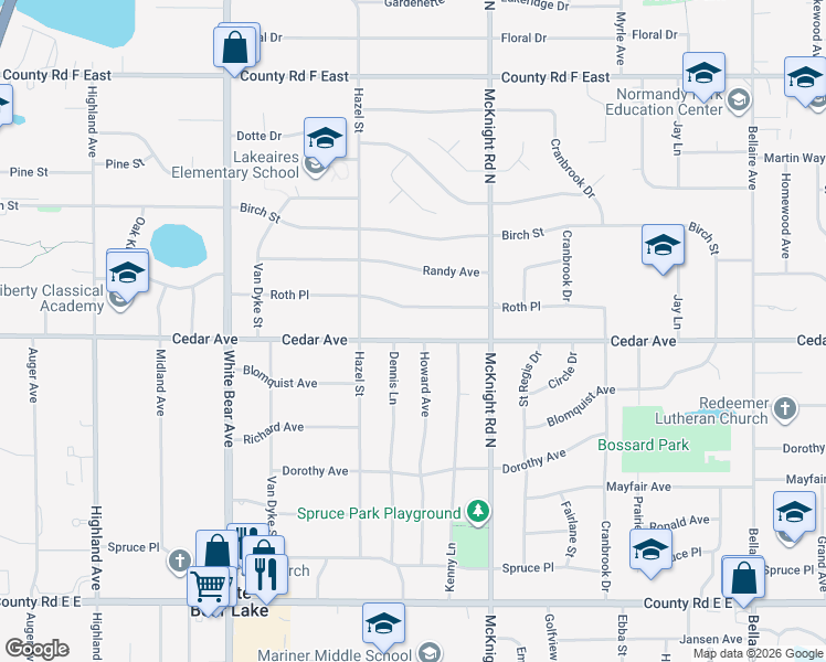 map of restaurants, bars, coffee shops, grocery stores, and more near 3822 Howard Avenue in Saint Paul