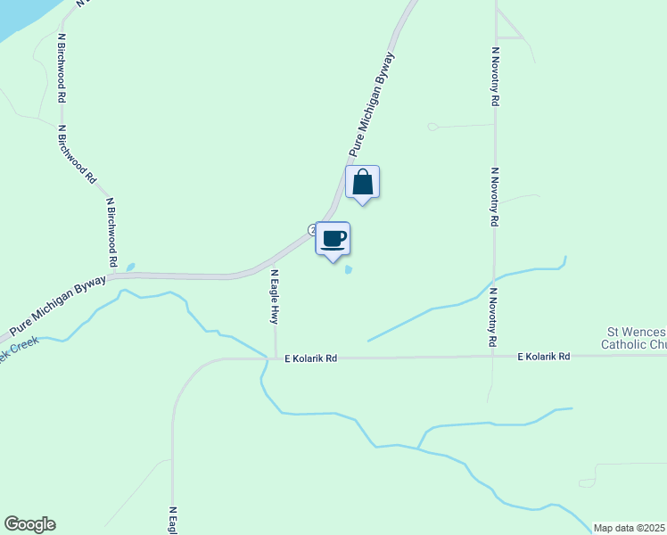 map of restaurants, bars, coffee shops, grocery stores, and more near 5900 North Manitou Trail in Leland